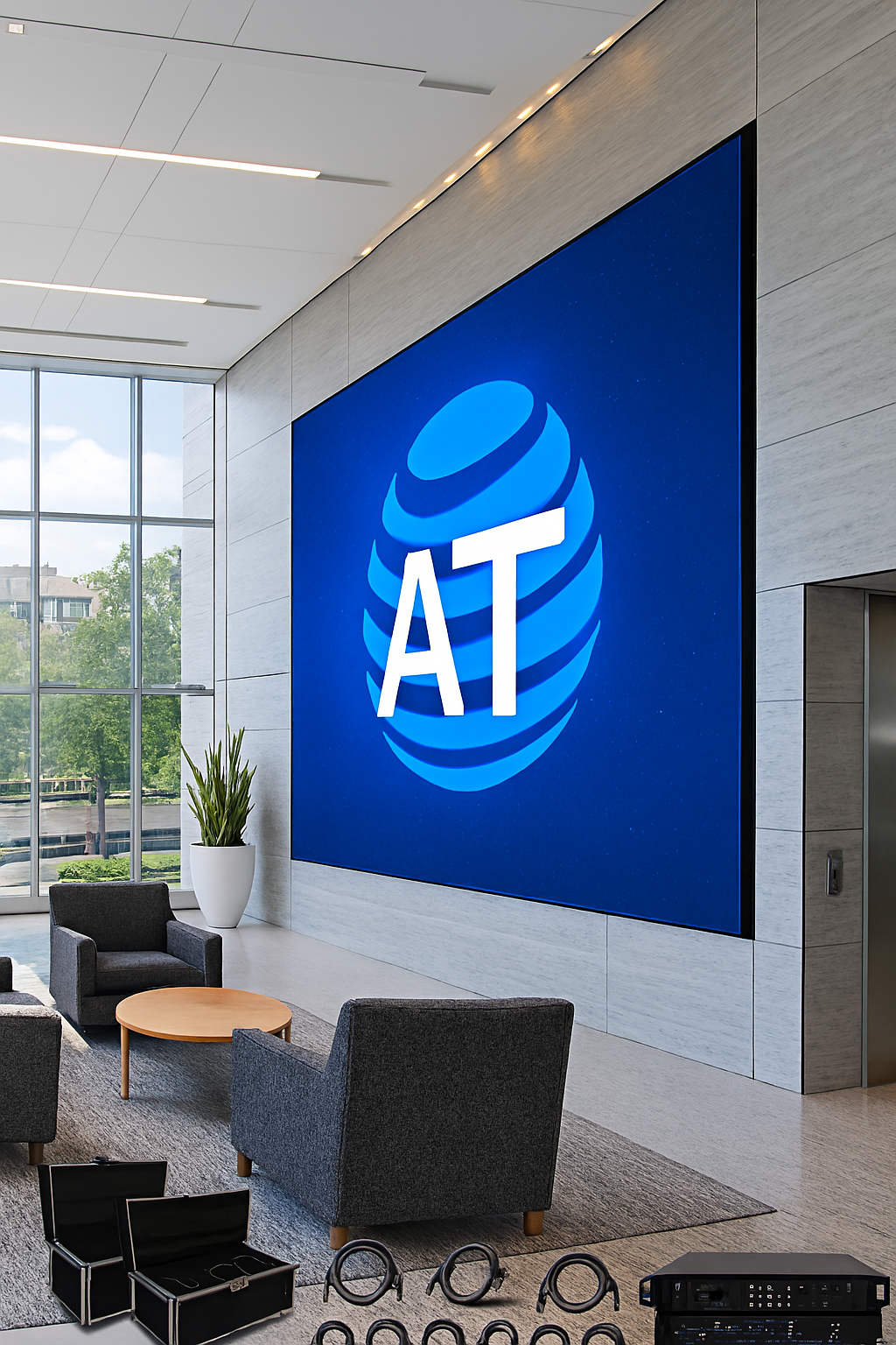 Close-up view of LED video wall panels showing pixel pitch detail and seamless connections