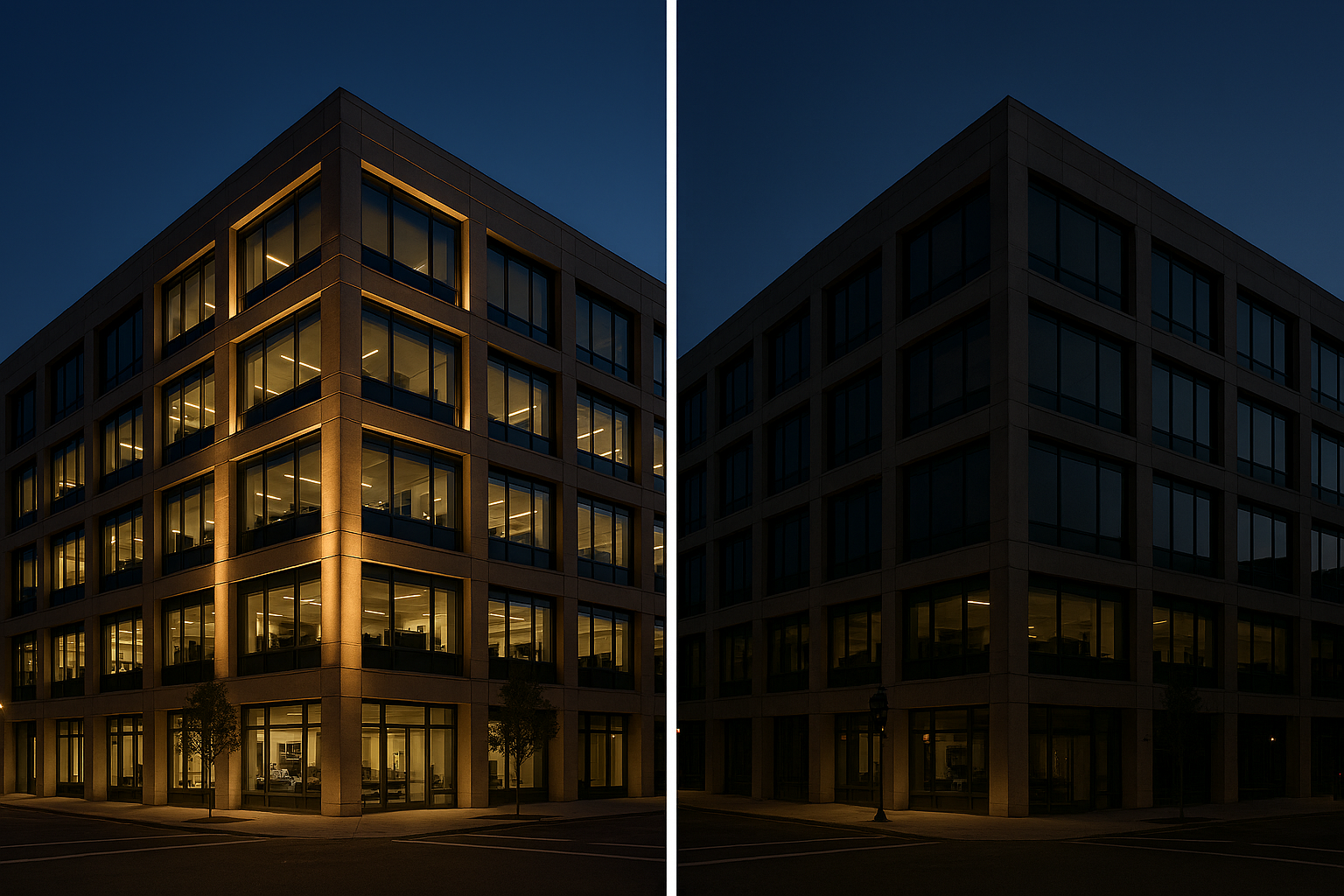 Full architectural lighting at 100% output