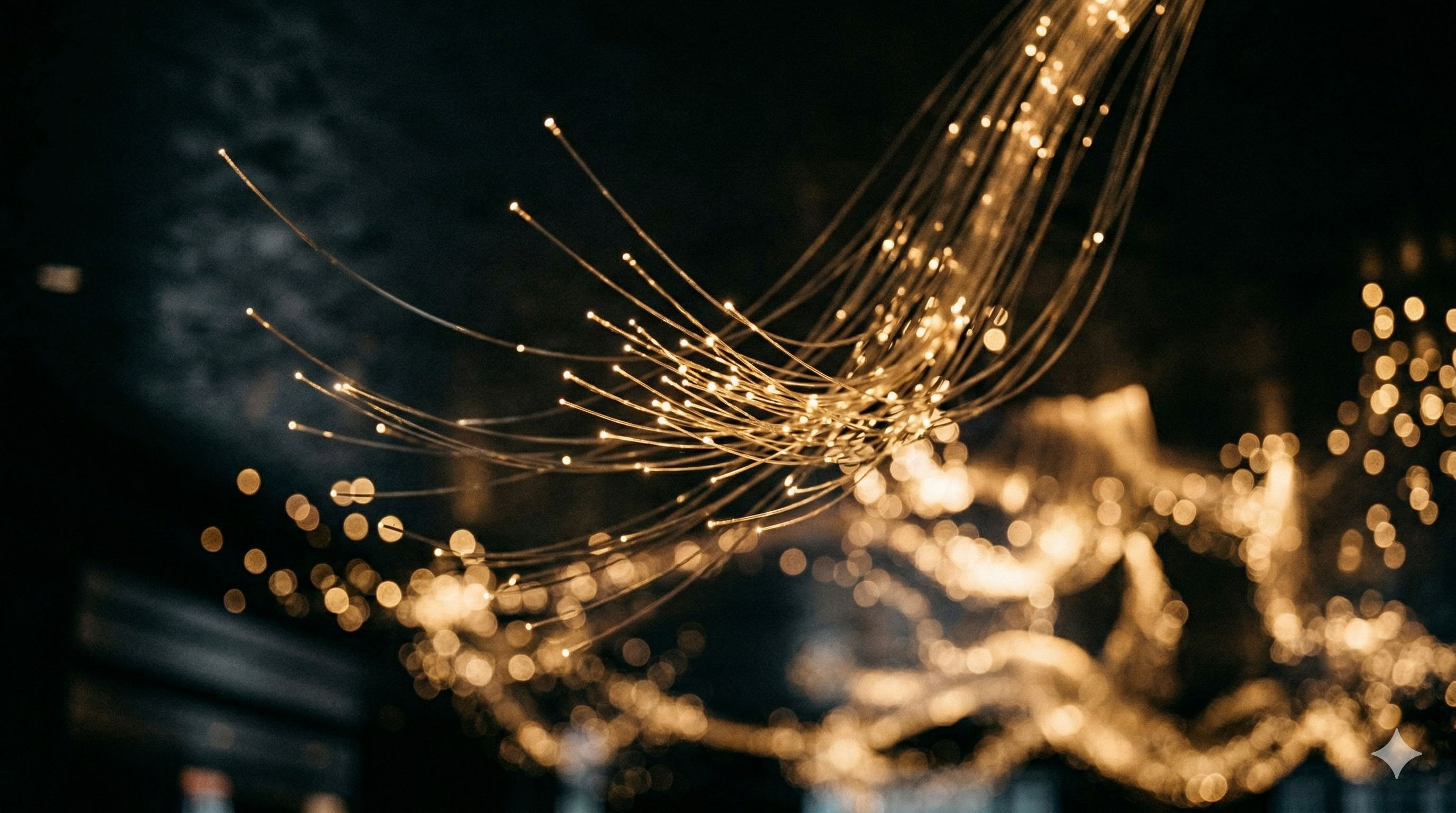 360° fiber optic lighting detail — golden strands