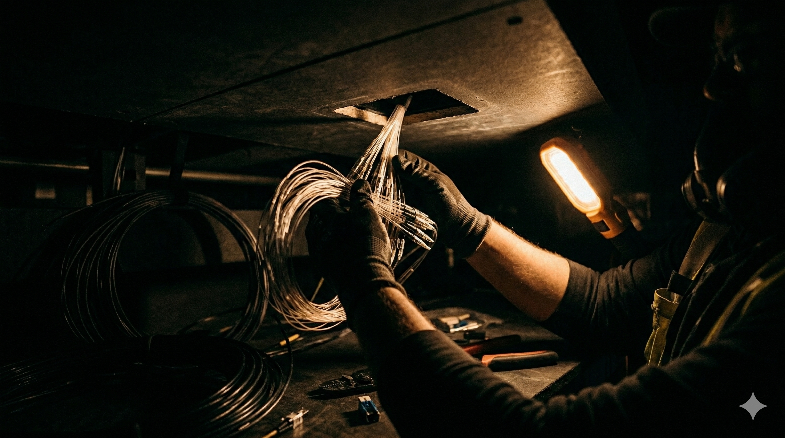 Professional lighting installation in progress