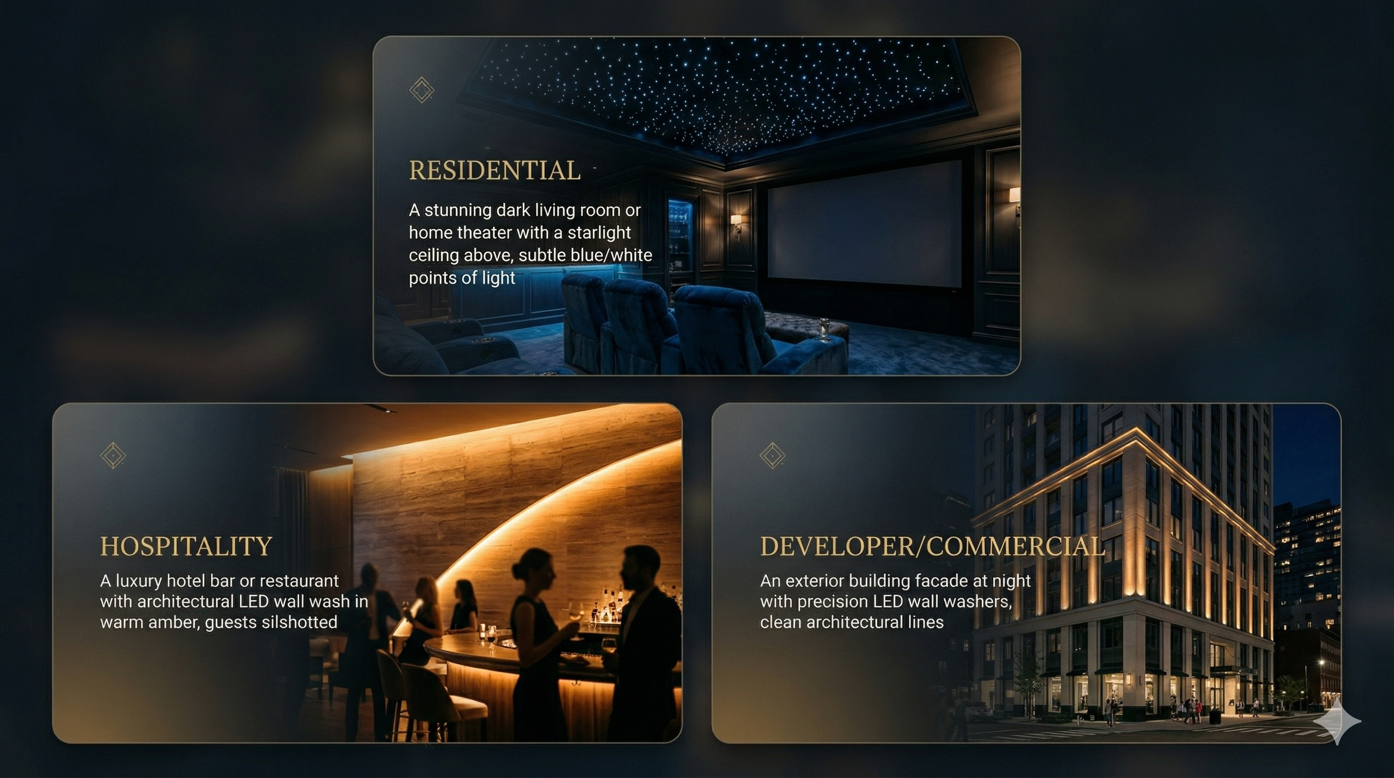 Luxury lighting across residential, hospitality, and commercial